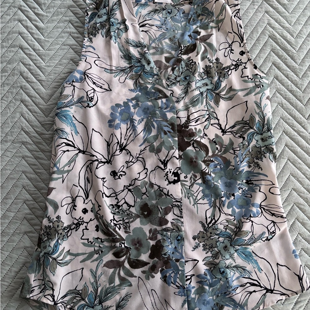 Van Heusen Blue and Black Floral Blouse